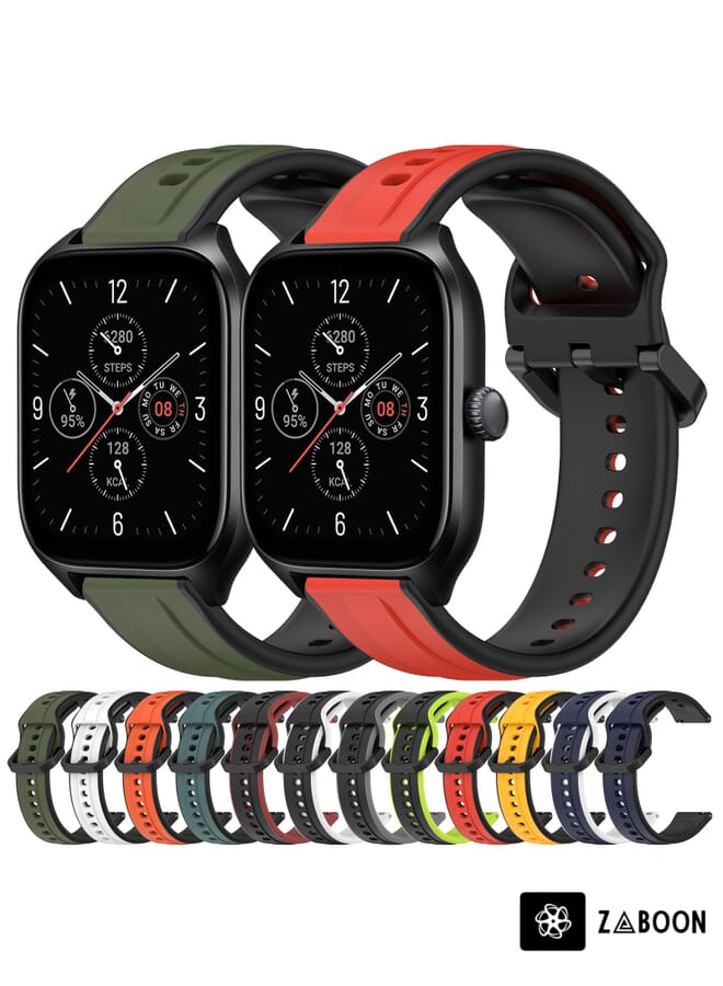 Zaboon سوار ساعة أمازفيت GTS 4 20 مم حلقة محدبة ثنائية اللون من السيليكون - Image 3