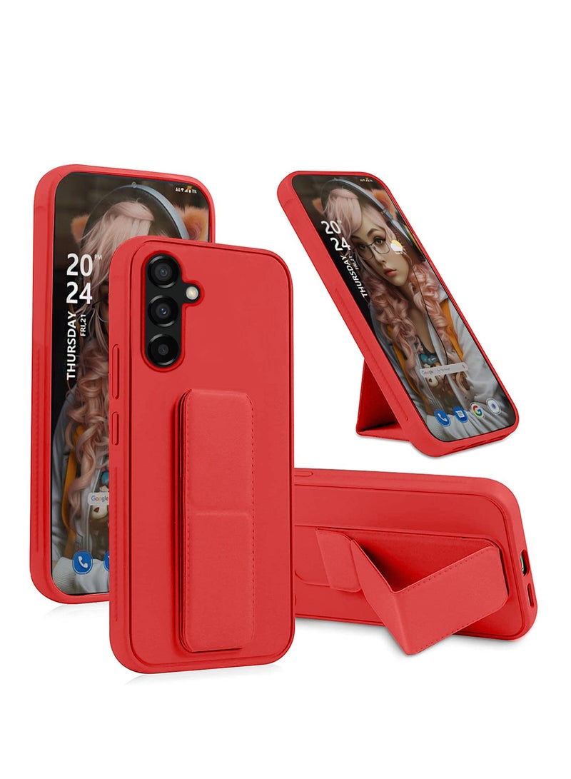 Wtech Hand Grip And Multi Stand, Magnetic Car Mount Kickstand Case Finger Strap Cover For Samsung Galaxy S24 5G 2024 Red