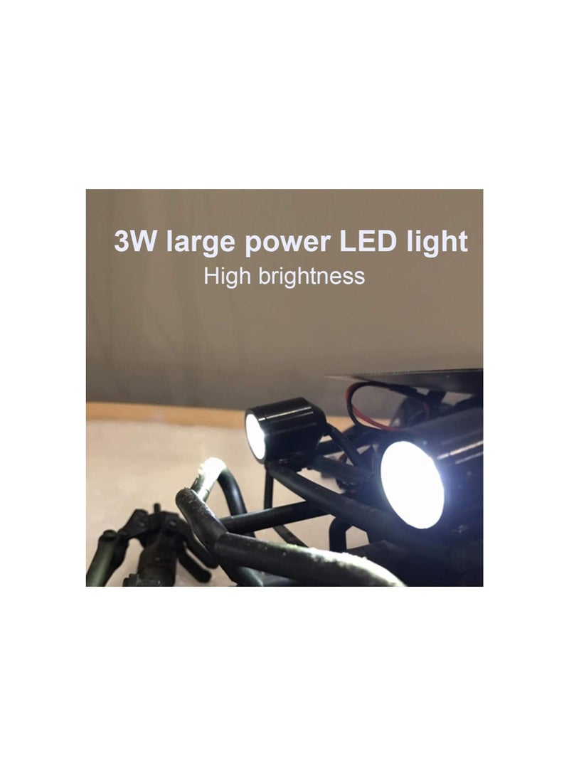 Loquat Aluminum Alloy RC Searchlight Stable Voltage Module 3W RC Searchlight with 3W Large Power LED Light for RC Car Model (black) - Image 3
