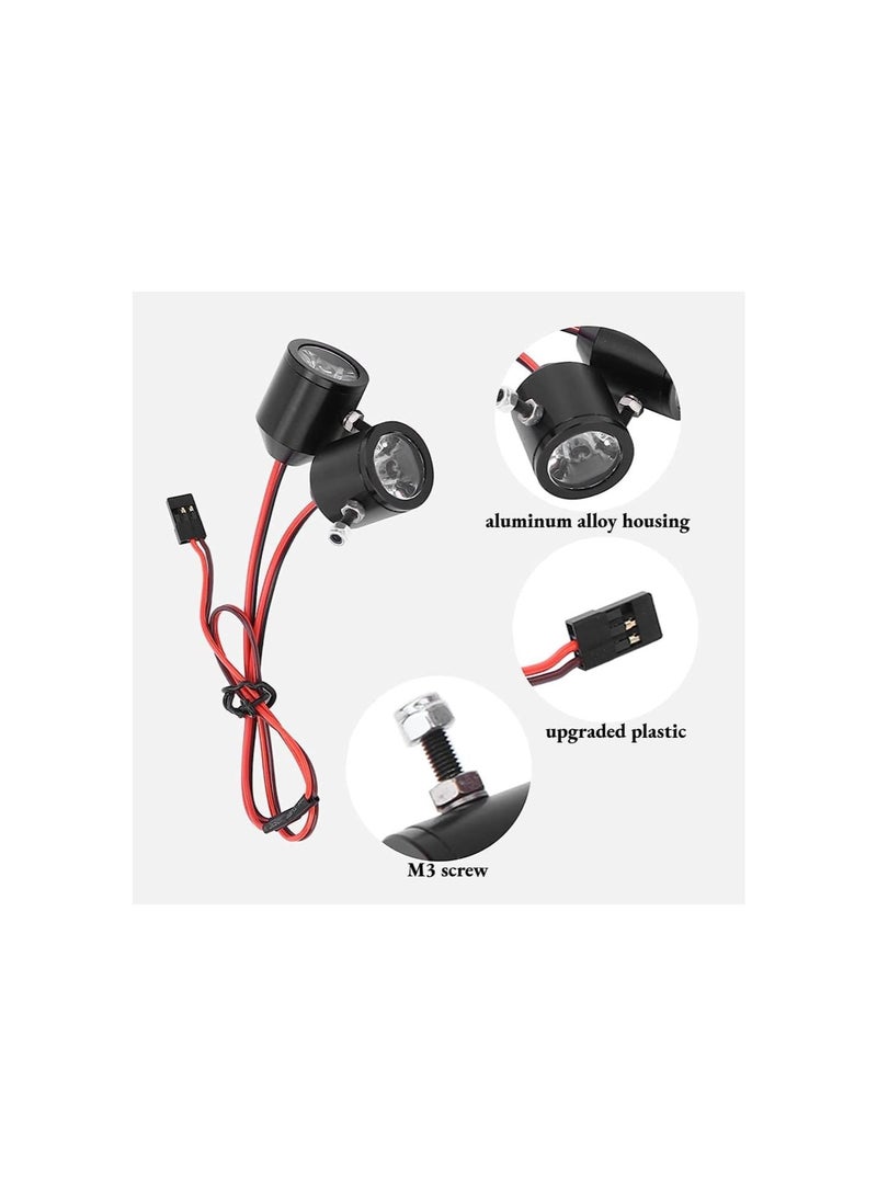 Loquat Aluminum Alloy RC Searchlight Stable Voltage Module 3W RC Searchlight with 3W Large Power LED Light for RC Car Model (black) - Image 4