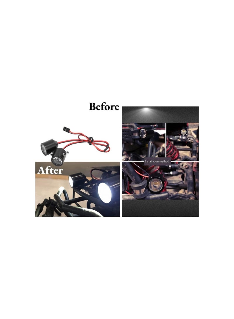 Loquat Aluminum Alloy RC Searchlight Stable Voltage Module 3W RC Searchlight with 3W Large Power LED Light for RC Car Model (black) - Image 2