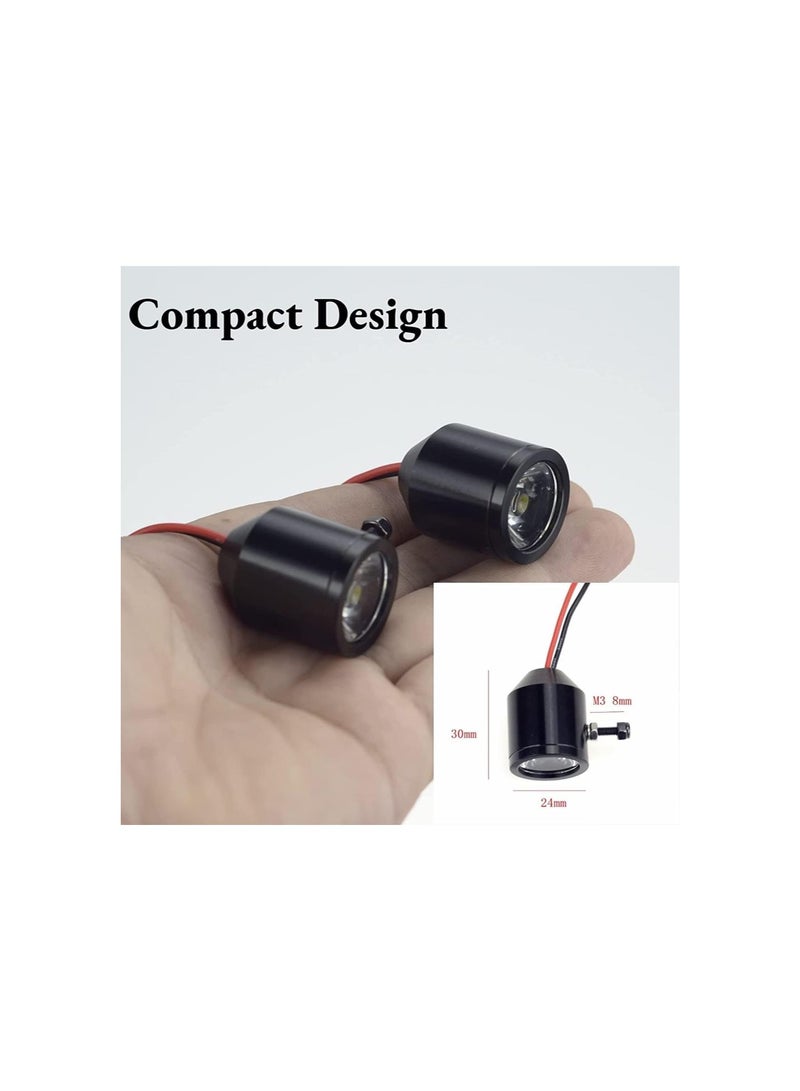 Loquat Aluminum Alloy RC Searchlight Stable Voltage Module 3W RC Searchlight with 3W Large Power LED Light for RC Car Model (black) - Image 5