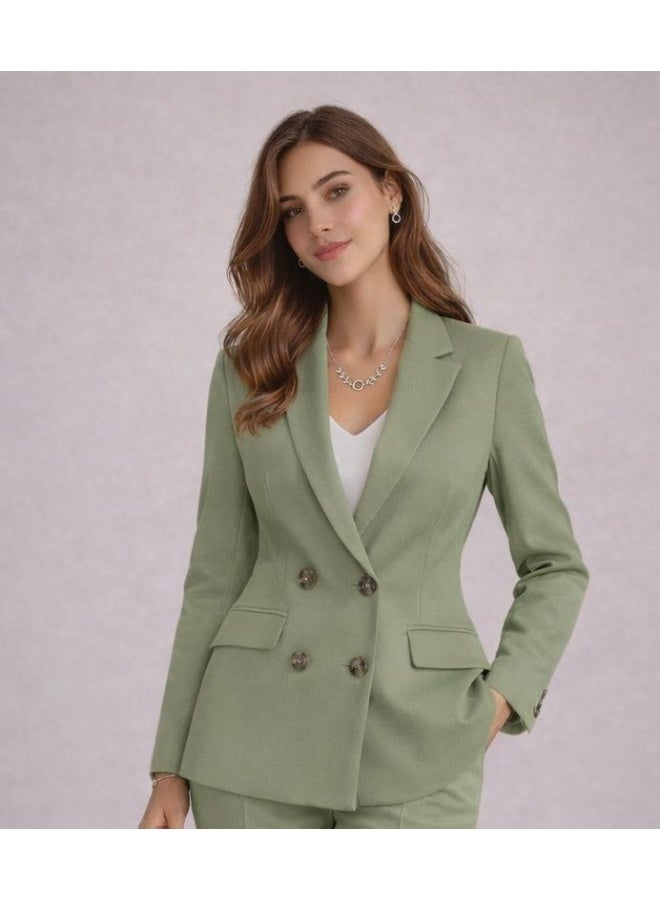 Lavandera Women's Linen Blazer, Relaxed Tailored Fit, Lightweight, Versatile for Casual and Elevated Looks, Olive Green