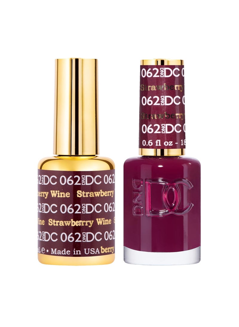 DAISY DND - DND DC Gel Polish Set, Red Collection, UV/LED Gel Polish and Air Dry Nail Lacquer, Matching Chip-Free Polish Duo, 062 Strawberry Wine, 0.5 Fl Oz - Image 1