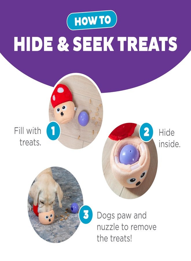 Outward Hound by Nina Ottosson Snack Palz Interactive Plush Dog Puzzle with Treat Ball, Mushroom, Multicolored - Image 4