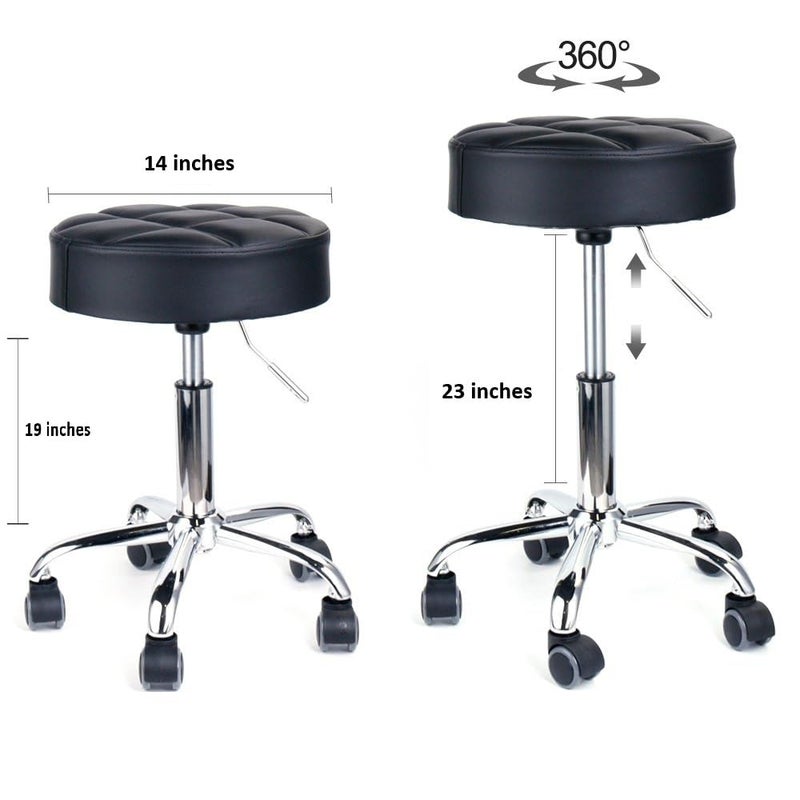 CRAFTSPEN craftspen Classic Swivel Stool with White Wheel Perfect for Salon Work Home SPA Shop HeightAdjustable 19 to 23 inches and CostEffective Rolling Stool Chair Small Black 1pc  - Image 2