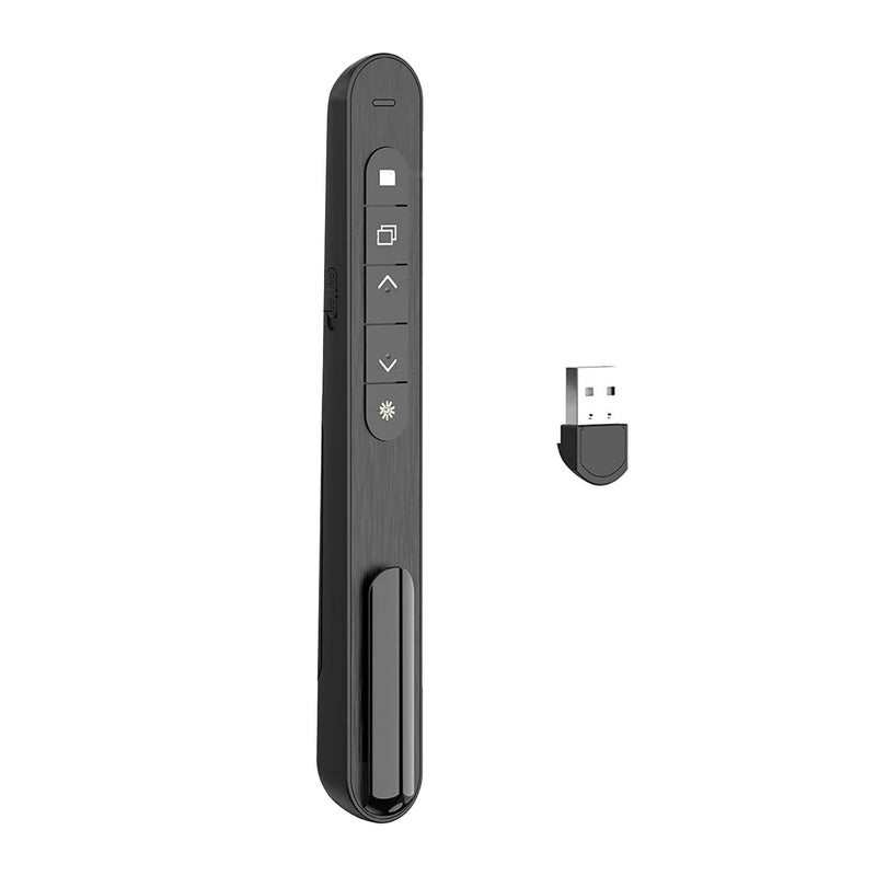 2.4GHz أداة عرض لوربوينت لاسلكية مع مؤشر عرض وزر نقر لوربوينت ومستقبل USB، تحكم عن بعد بمسافة 100 متر، متوافقة مع ويندوز وأندرويد وماك أوس لاجتماعات وتدريبات وتدريس وحلقات دراسية - Image 1