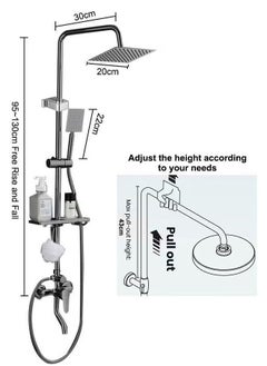 XiuWoo Wall Mount Outdoor Shower Kit,Outdoor Shower Fixtures Faucet System with Handheld Spray,Double Handle  Center Exposed Shower,with Square Shower Head,Matte Black  - Image 5