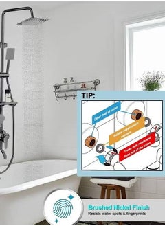 XiuWoo Wall Mount Outdoor Shower Kit,Outdoor Shower Fixtures Faucet System with Handheld Spray,Double Handle  Center Exposed Shower,with Square Shower Head,Matte Black  - Image 4
