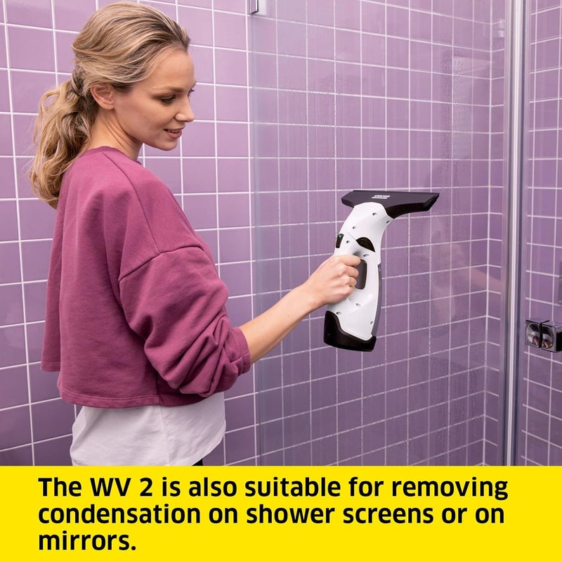 Kärcher Window Vac WV 2 Plus, Battery Running Time: 35 min, LED Display for Battery Status, Suction Nozzle: 280 mm, Spray Bottle with Microfibre Cloth, 20 ml Window Cleaner Concentrate - Image 4