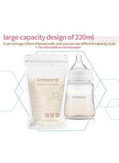 Cmbear Cmbear Breastmilk Storage Bags Breast Milk Storing Bags 220ml/ 7.5oz Capacity Pre-Sterilized BPA Free Double Zipper Seal Leak-Proof for Breastfeeding, Pack of 60pcs  - Image 3