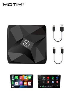 2 في 1 سلكي إلى لاسلكي CarPlay 2 في 1، محول لاسلكي أندرويد أوتو لاسلكي، تحويل سلكية Carplay وأندريود أوتو إلى اتصال لاسلكي، صندوق صغير ذكي عالمي للتوصيل والتشغيل، اتصال سريع بالواي فاي