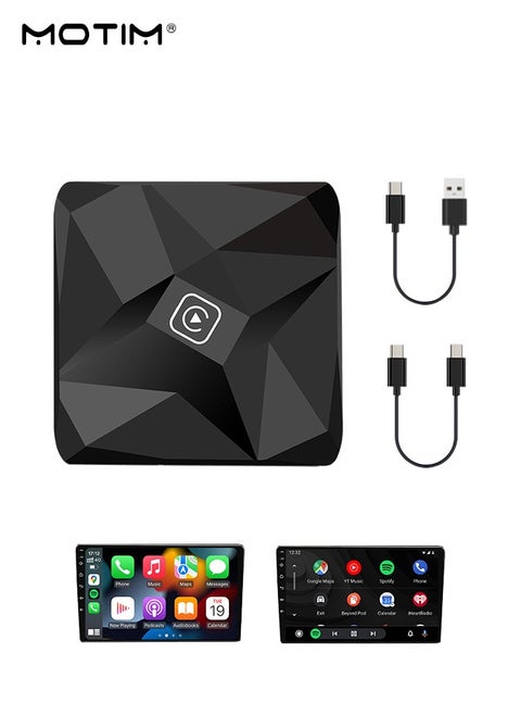2 in 1 Wired to Wireless CarPlay, Android Auto Wireless Adapter, Wired Carplay & Andriod Auto Converted to Wireless Connectivity, Universal Smart Mini Box Plug and Play, WiFi Fast Connection