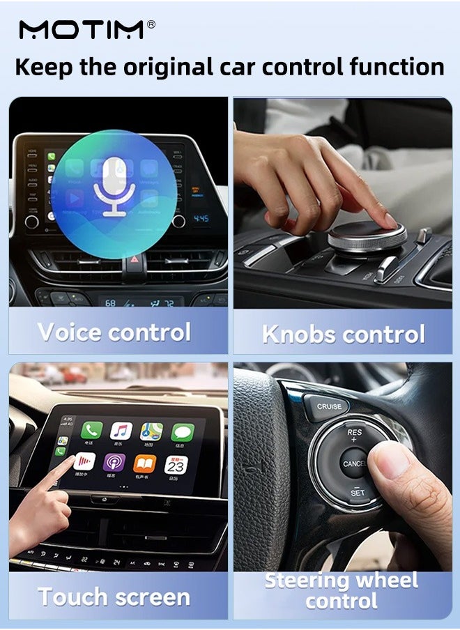 موتيم - 2 في 1 سلكي إلى لاسلكي CarPlay 2 في 1، محول لاسلكي أندرويد أوتو لاسلكي، تحويل سلكية Carplay وأندريود أوتو إلى اتصال لاسلكي، صندوق صغير ذكي عالمي للتوصيل والتشغيل، اتصال سريع بالواي فاي - Image 1