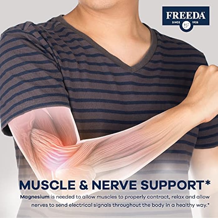 Freeda Magnesium Gluconate - Kosher Vegan Magnesium Supplement for Men & Women - Leg & Muscle Cramp and Spasm Relief - Natural Muscle Relaxer - Magnesio Vitamins and Supplements (100 Tablets) - Image 5