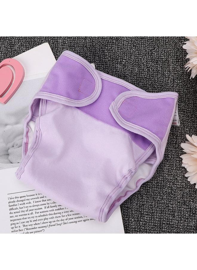 Thoraya Waterproof Breathable Soft Cotton Three layer Washable Reusable Infant Diaper Pants (Purple M)  - Image 2