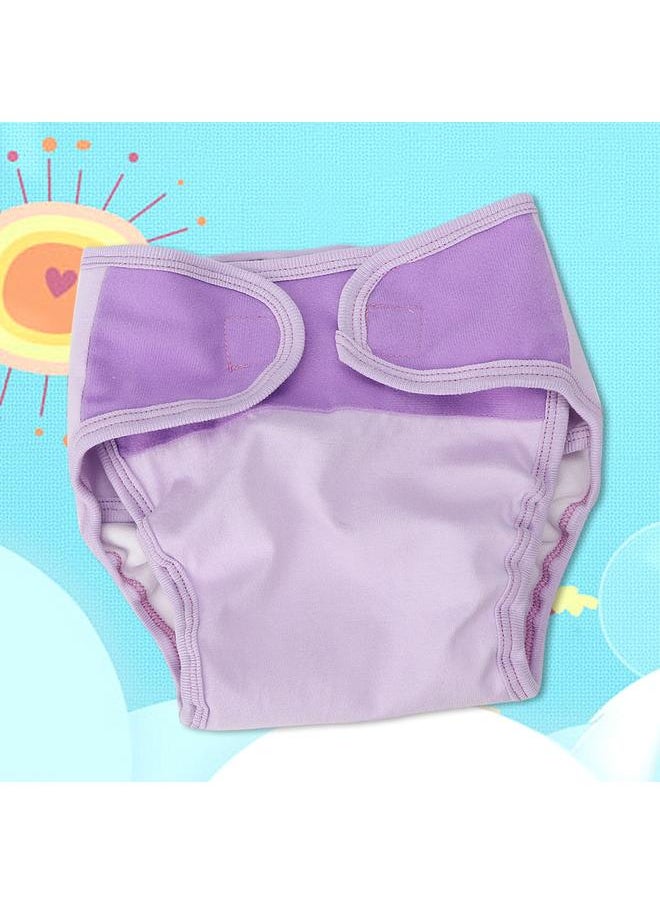 Thoraya Waterproof Breathable Soft Cotton Three layer Washable Reusable Infant Diaper Pants (Purple M)  - Image 3