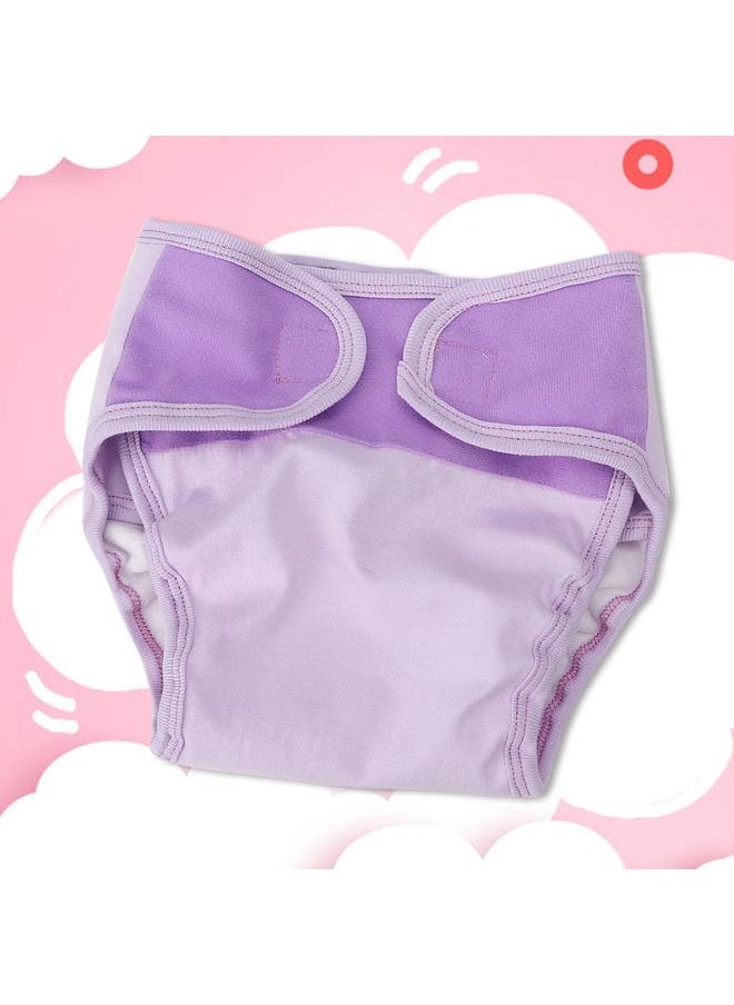 Thoraya Waterproof Breathable Soft Cotton Three layer Washable Reusable Infant Diaper Pants (Purple M)  - Image 4