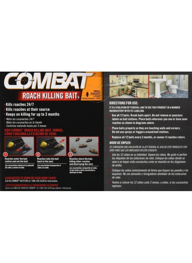 Combat Combat Roach Killing Bait Stations For Small Roaches, Kills Roaches And Eggs, 12 Count  - Image 2