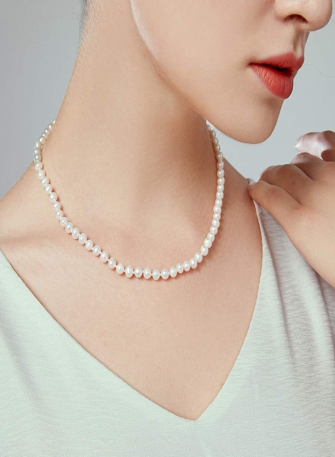 JORA Classic Pearl Necklace 7.5-8mm White Freshwater Cultured Pearls Neklace in Princess Length 18 inch for Women - Image 2