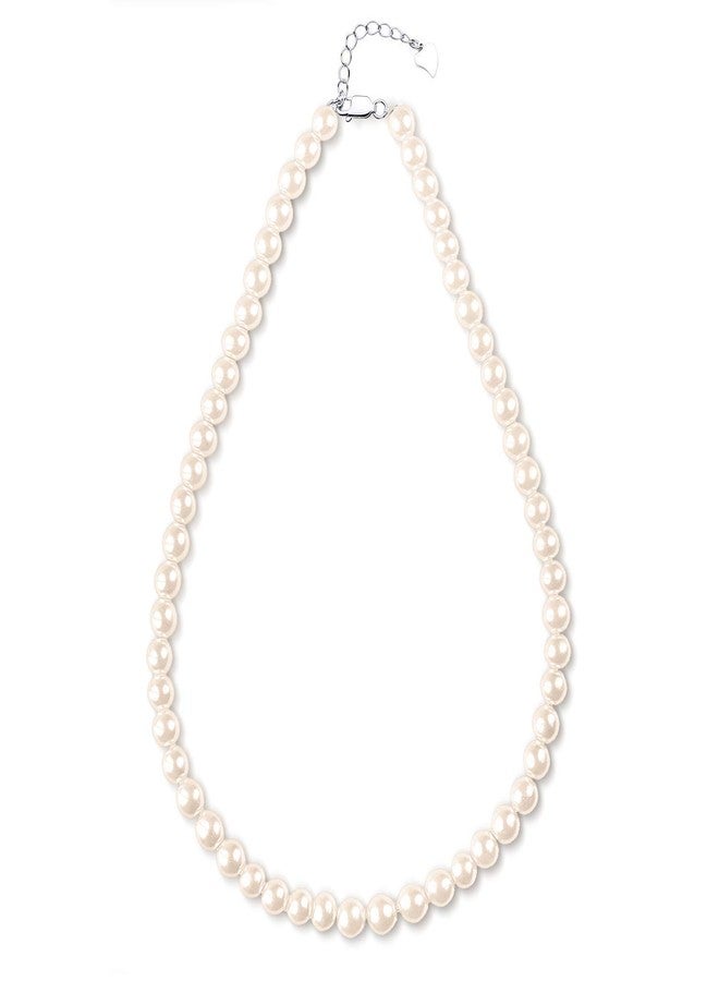 JORA Classic Pearl Necklace 7.5-8mm White Freshwater Cultured Pearls Neklace in Princess Length 18 inch for Women - Image 1