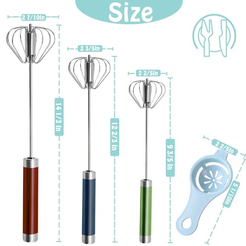Jninexiu Semi-automatic Whisk, Stainless Steel Egg Beater, Hand Push Rotary Whisks Mixer Stirrer for Making Cream, Whisking, Beating and Stirring (3 Color) - Image 2