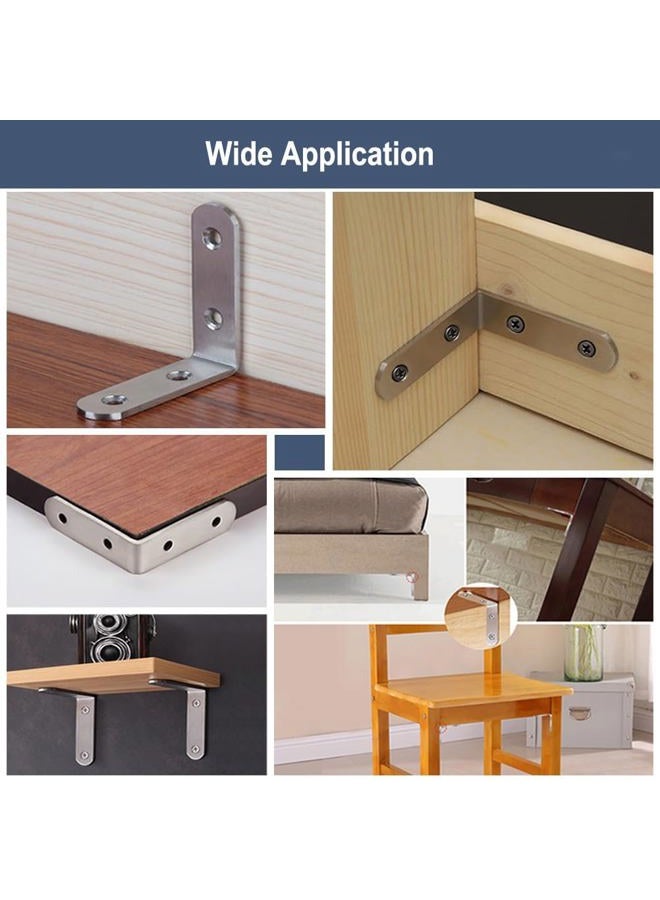 YEWLACA 6Pcs Corner Brace L Bracket Heavy Duty 65x65mm Right Angle Brackets Stainless Steel Corner Brackets with Screws, Brackets Joint Fastener for Wood - Image 5
