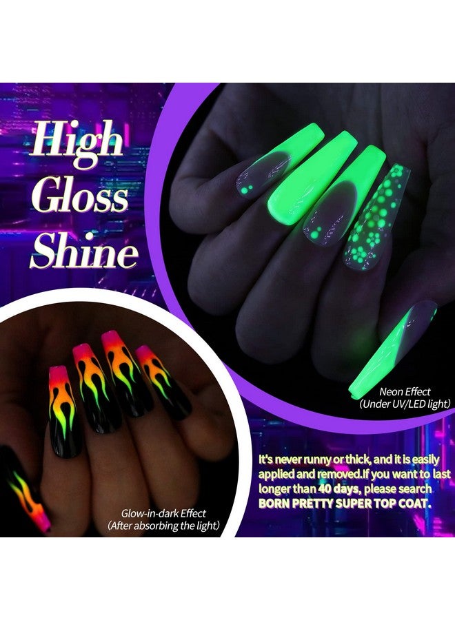 Born Pretty Neon Gel Nail Polish Luminous Glow in Dark Gel Polish Neon Gel Nail Polish Set Fluorescent Gel Polish Orange Hot Pink Blue Yellow Green Purple Vibrant Spring Summer Gel Polish 7ML - Image 4