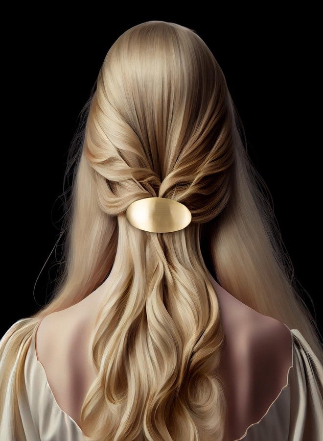 CustomyLife 3inch Oval Hair Barrette Vintage Metal Large Hair Clip Gold French Wedding Prom Formal Hair Accessories for Women Girls Long Thick Hair - Image 3