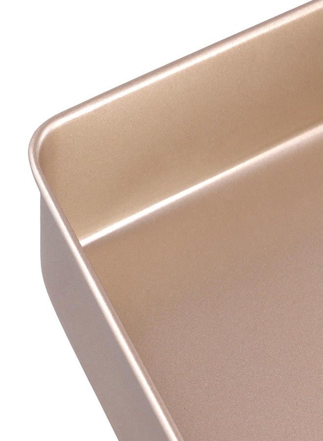 SINJEUN 4 PCS Square Baking Pans, 8.7 x 8.7 x 1.6 Inches Nonstick Square Cake Pan with Greaseproof Paper, Metal Bakeware for Oven Cooking Lasagna Brownies, Gold - Image 3