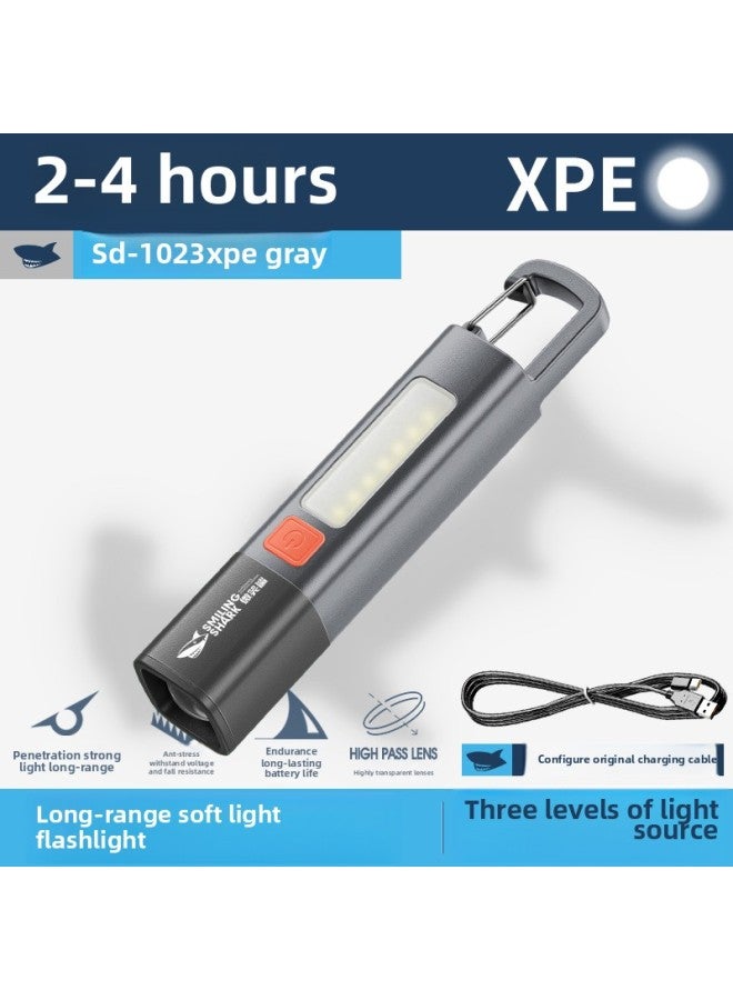 إسكدنيا مصباح خارجي صغير عالي السطوع طويل المدى، مصباح يدوي كبير، مصباح يدوي قابل للتكبير، تصميم بإبزيم قفل، اللون: 1023 رمادي تلسكوبي - Image 1