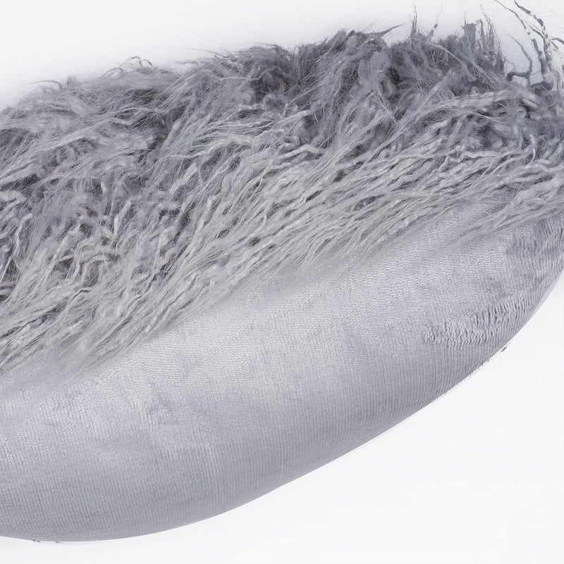 PHF 2 Piece 45cm x 45cm Faux Fur Throw Pillow Covers, Super Soft Warm Fuzzy Plush Fleece Covers, No Filling, Light Grey - Image 4