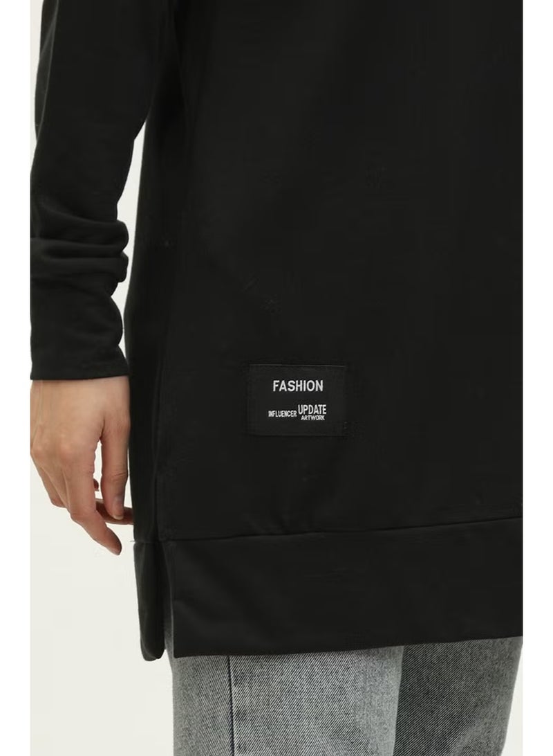 Sefa Merve Slit Detailed Sports Tunic 0269-02 Black - Image 4