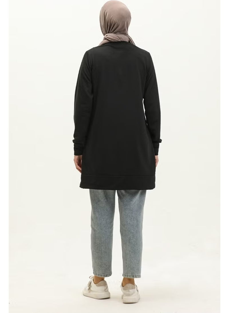 Sefa Merve Slit Detailed Sports Tunic 0269-02 Black - Image 5