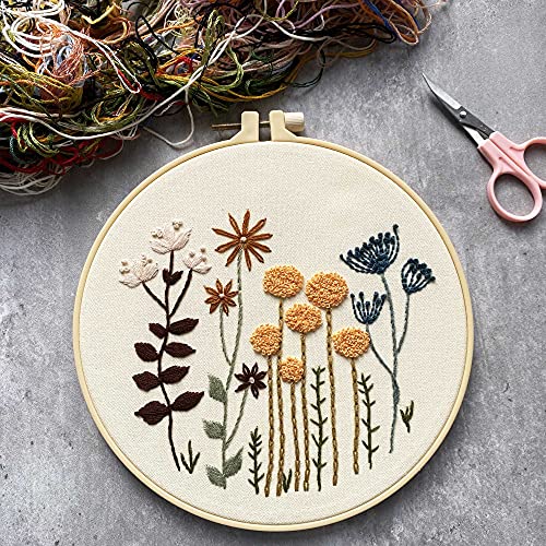 Costand Harimau 3 Pack Embroidery Kit for Beginners , Floral Plant Pattern,Cross Stitch Kits Set , Including Stamped Embroidery Cloth with 3 Embroidery Hoops, Color Threads and Tools (Flower) - Image 3