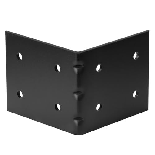 eoere 4 PCS 6" x 6" x 5" Black Steel L Right Reinforced Angle Bracket, Strengthen Metal Joint Support Corner Brace, Thickness 1/8", 11 Gauge, Max.Load 180 lbs - Image 3