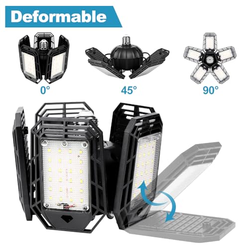 Luyata LED Garage Lights 2 Pack,Ceiling LED Shop Light 160W 16000LM 6500K Screw in Led Light with 5+1 Deformable Panels, Bright Led Lighting for Garage Workshop Basement Support E26/E27 Socket - Image 4
