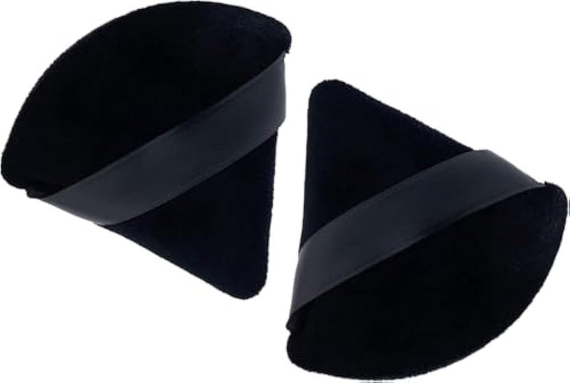 Two Pieces Triangle Powder Puff for Concealer and Loose Powder Face Cosmetic Washable Reusable Soft Plush Foundation Sponge Wet Dry Makeup Tool (2, Black) - Image 1