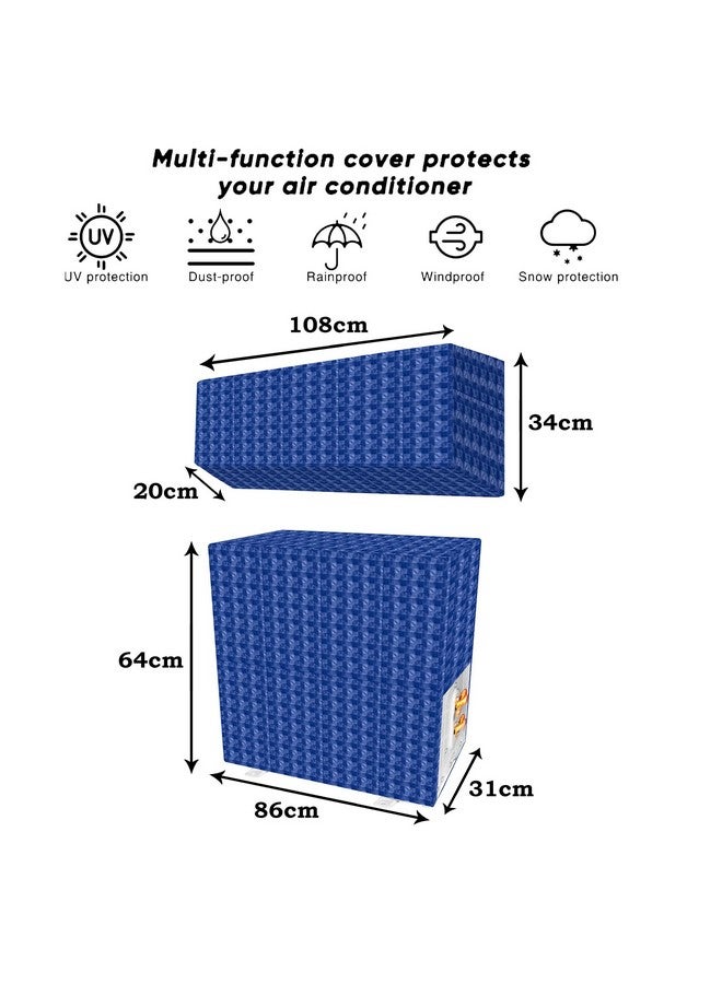 Kuber Industries Split AC Cover | PVC Check AC Cover | Outdoor Condenser AC Cover | AC Cover for Indoor & Outdoor | AC Cover for Dust Protection | 1.5 Ton Ac Cover | Blue - Image 3