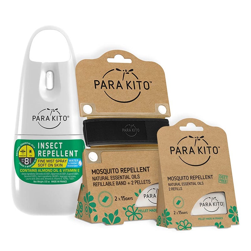 Para'Kito PARAKITO Mosquito, Insect & Bug Spray Bundle - Includes Spray, Black Wristband & 4 Refills | DEET Free, Citronella Essential Oils, Perfect for Camping, Hiking, Travel Outdoor Activities - Image 1