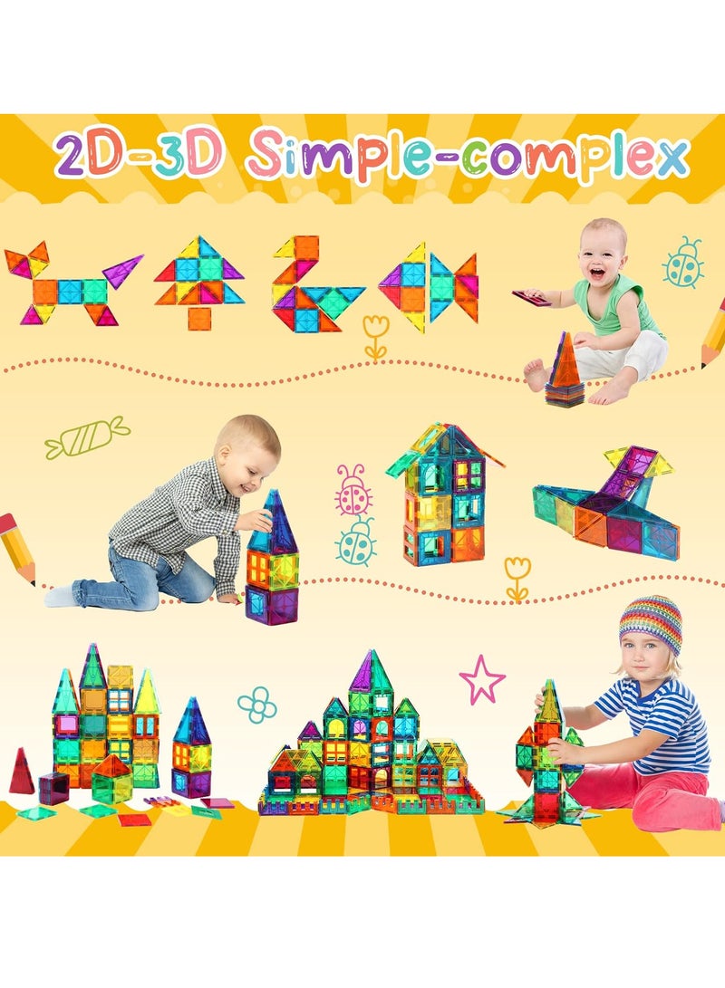 Loquat 74Pcs Educational Magnetic Building Tiles Creative Construction Blocks Toy Set with Storage Box for Kids - Image 5