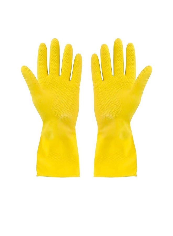 Gator Deluxe Grip Hand Gloves | Reusable Cleaning Gloves | Textured Grip | Household & Janitorial Use | Large | Yellow - Image 1