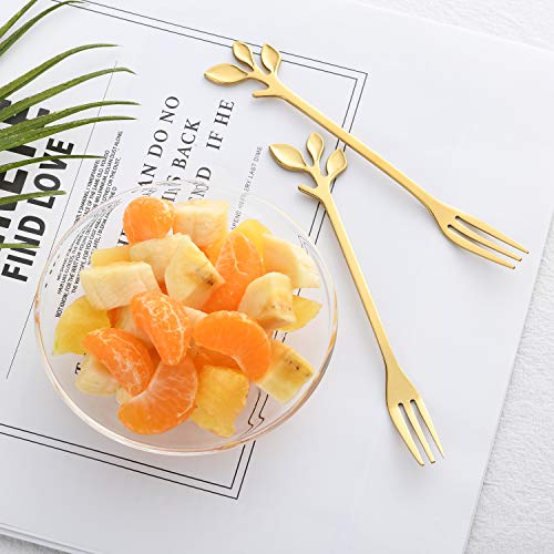CAMDEA dcieiosul Gold Stainless Steel Dessert Fruit Forks Set of 8, Tableware Flatware Party Supplies, 4.7 inch Specialty Demitasse Stirring Spoons Mini Salad Appetizing Cake Fork - Image 3