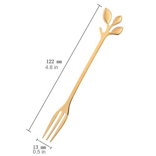 CAMDEA dcieiosul Gold Stainless Steel Dessert Fruit Forks Set of 8, Tableware Flatware Party Supplies, 4.7 inch Specialty Demitasse Stirring Spoons Mini Salad Appetizing Cake Fork - Image 2