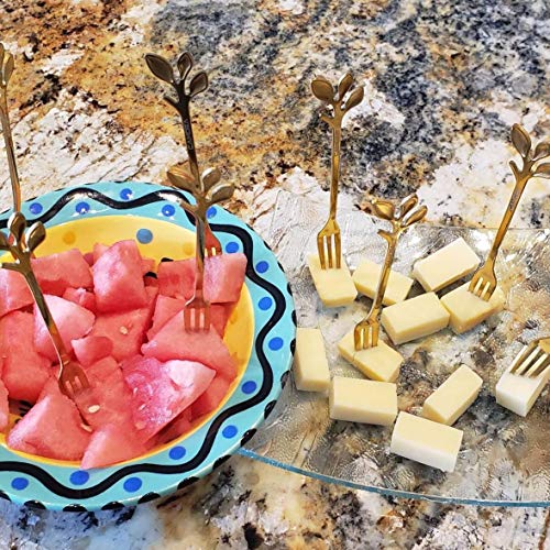CAMDEA dcieiosul Gold Stainless Steel Dessert Fruit Forks Set of 8, Tableware Flatware Party Supplies, 4.7 inch Specialty Demitasse Stirring Spoons Mini Salad Appetizing Cake Fork - Image 5