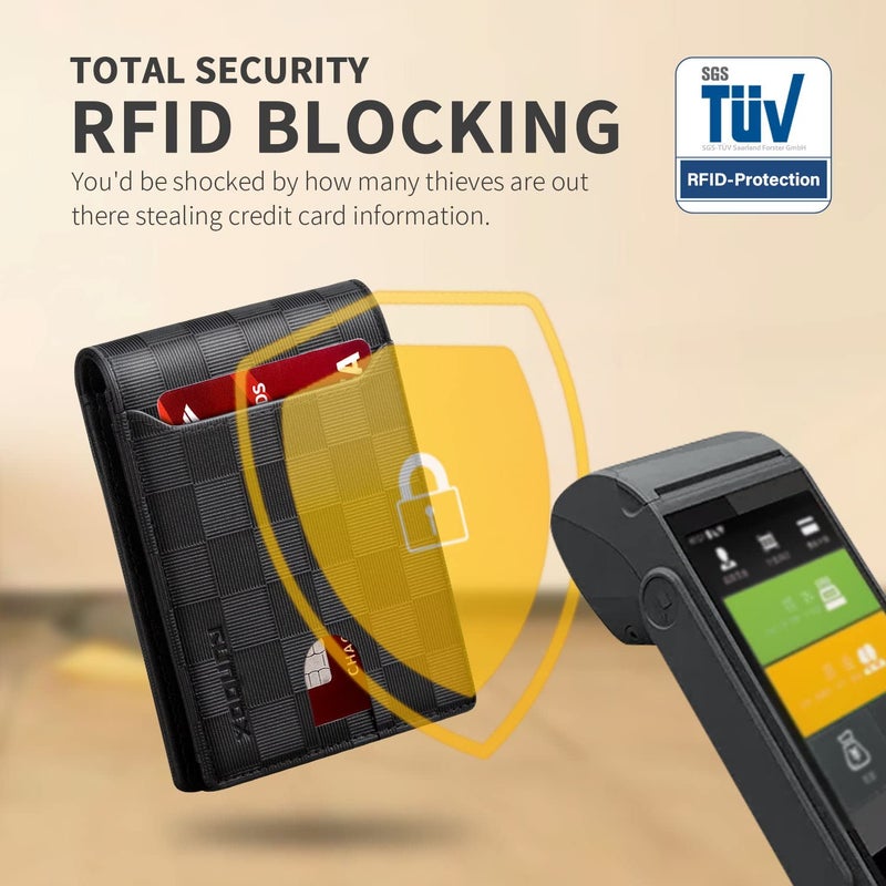 RUNBOX محفظة RUNBOX للرجال بتصميم مبتكر نحيفة 11 فتحة لحامل بطاقات الائتمان جلدية مانعة لتداخل RFID محفظة صغيرة رقيقة للرجال قابلة للطي تصميم بسيط جيب أمامي سعة كبيرة صندوق هدايا - Image 4