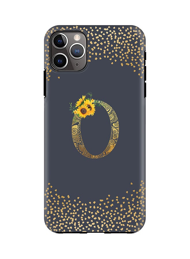 Stylizedd Monogram Tough Cover for Apple iPhone 11 Pro Max Case Custom Initials Letter Floral Mandala Pattern Tough Pro Dual Layer hybrid PC inner TPU protection Alphabet- O (Grey) - Image 1
