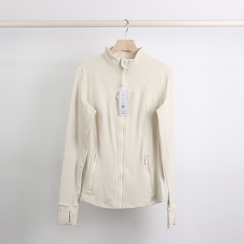 Generic [strict selection] summer yoga clothing coat womens autumn and winter wear sports fitness zipper slim yoga clothing long sleeve autumn Wt-046h ivory white 