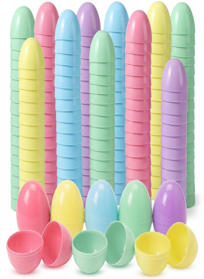 Yumzo 100 Pack (200 pcs) Plastic Eggs Bulk, 2.3x1.5 Inch Fillable Empty Shells in Pastel Assorted Colors - Secure Snap Closure Toys for Spring egg hunt, Basket Stuffers & Party Favors - Image 1