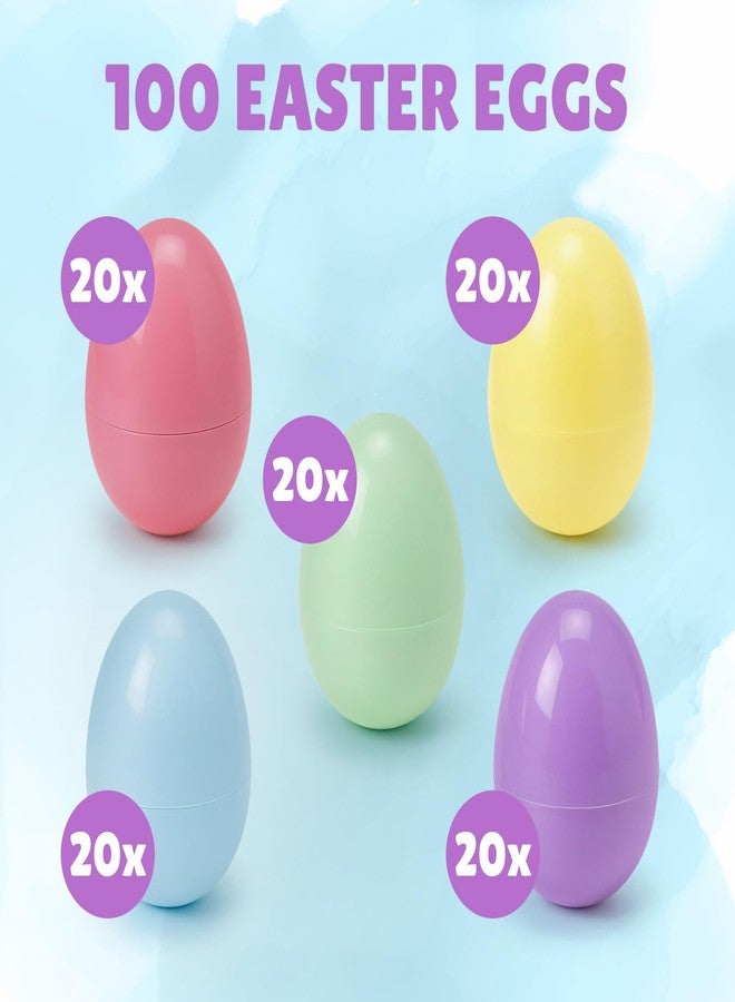 Yumzo 100 Pack (200 pcs) Plastic Eggs Bulk, 2.3x1.5 Inch Fillable Empty Shells in Pastel Assorted Colors - Secure Snap Closure Toys for Spring egg hunt, Basket Stuffers & Party Favors - Image 2